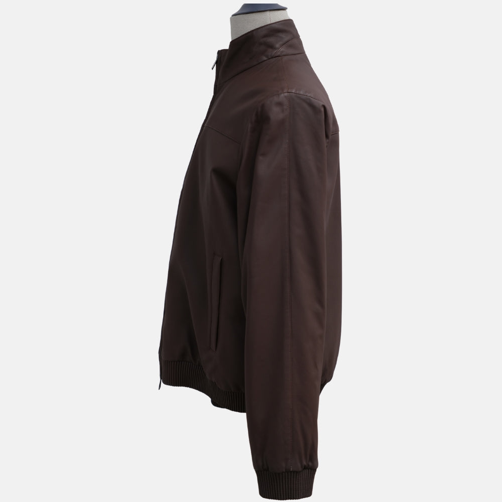 Brown Reindeer Leather Jacket with Castarino Lining (XL)
