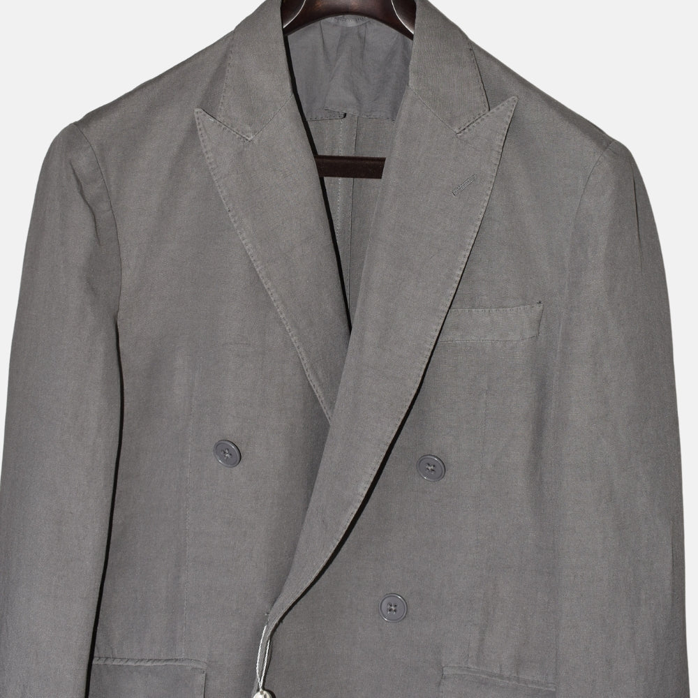 Grey Double Breasted Linen Blazer (EU 52)