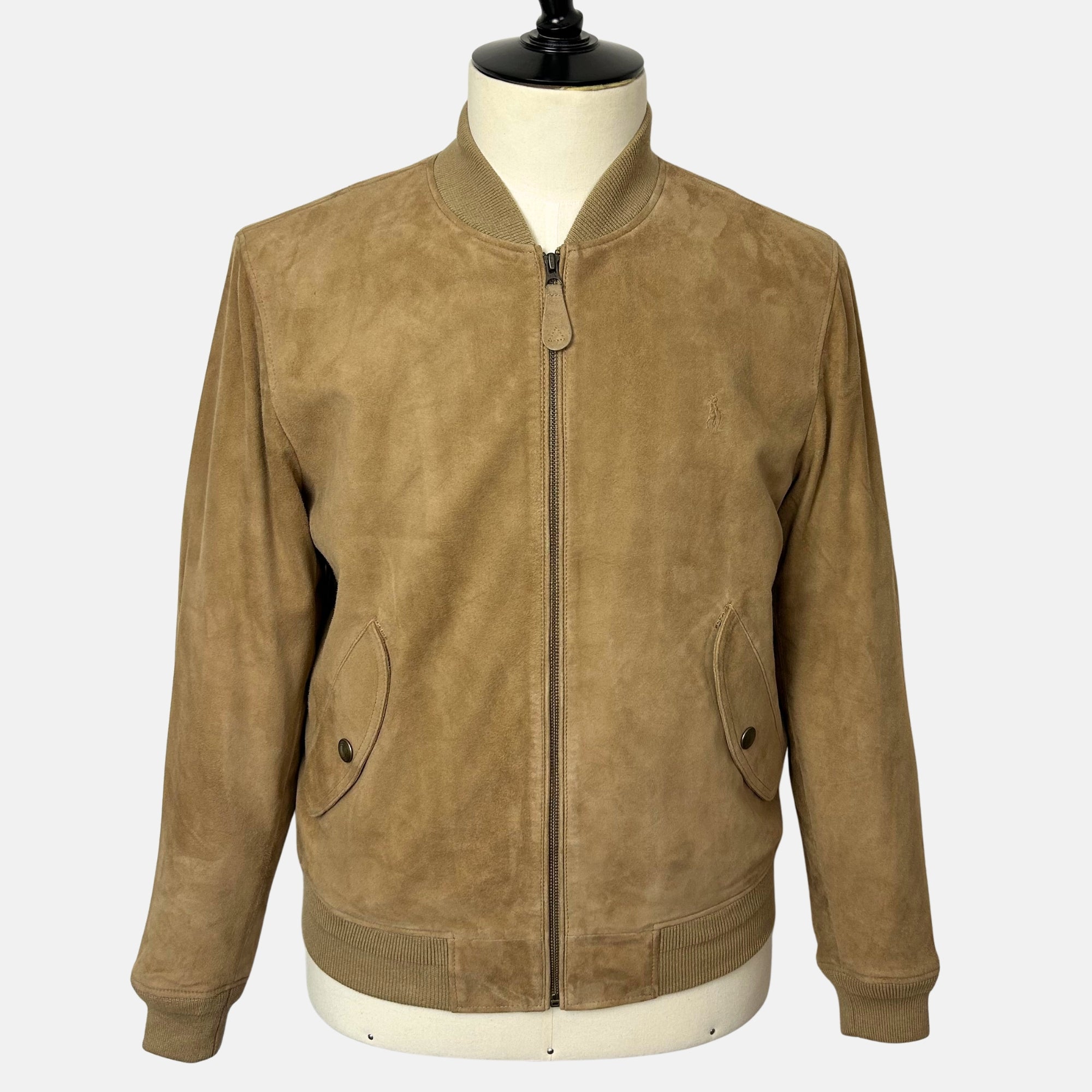 Khaki Bomber Jacket made of Suede (XXL)
