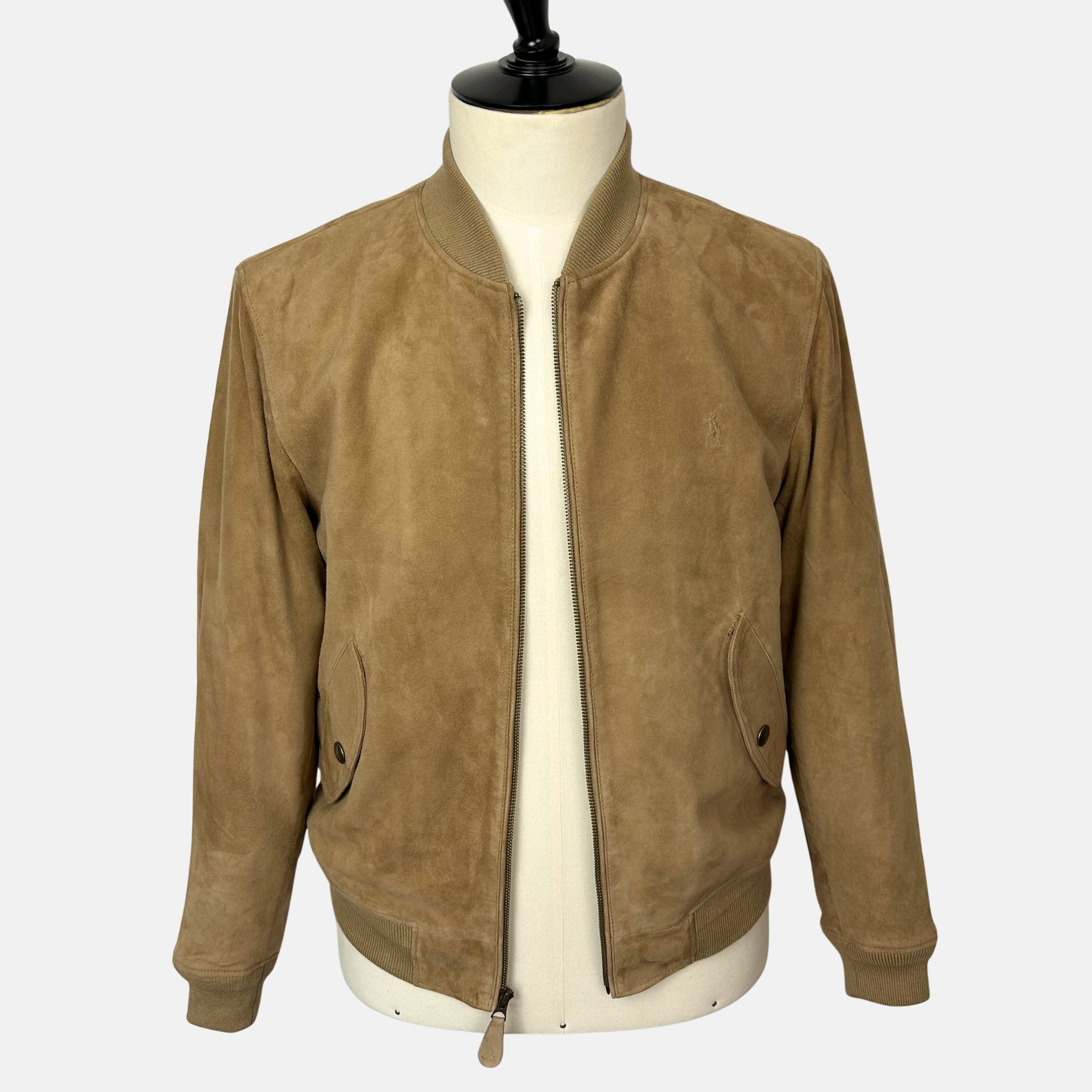 Khaki Bomber Jacket made of Suede (XXL)