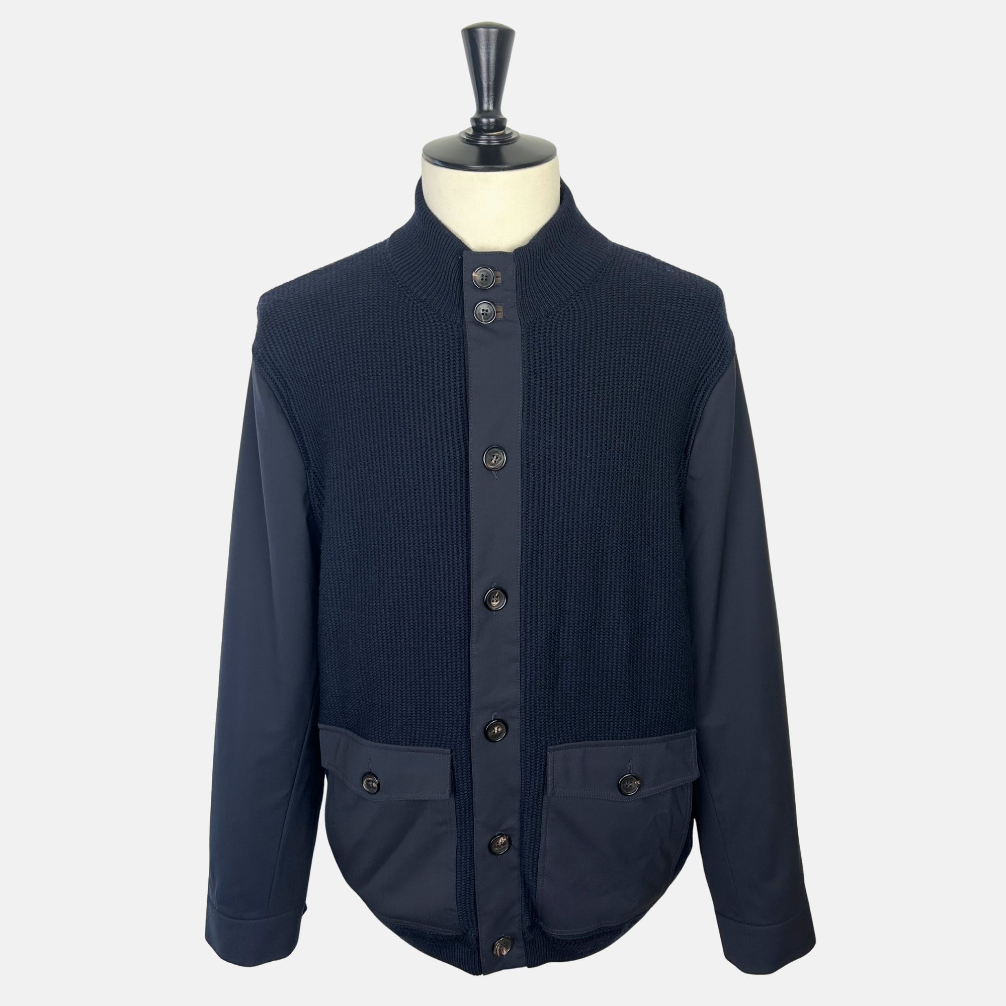 Navy Jacket made of Wool with Leather Details (EU 56)