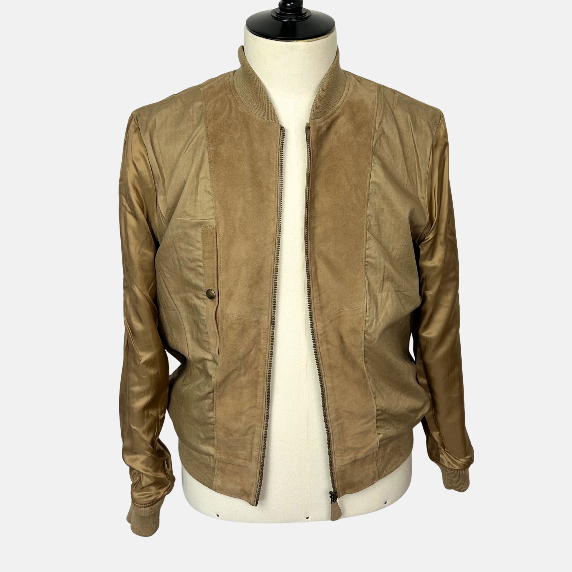 Khaki Bomber Jacket made of Suede (XXL)