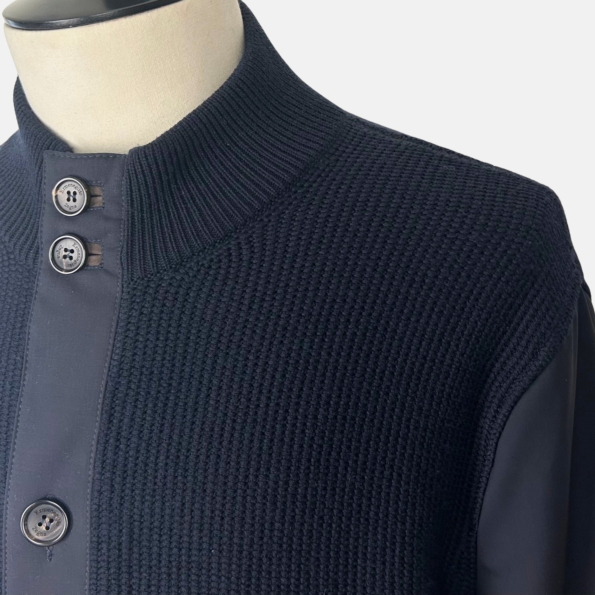 Navy Jacket made of Wool with Leather Details (EU 56)
