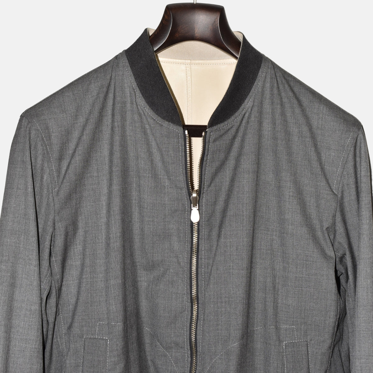 Off-White/ Grey Reversible Leather Jacket (L)