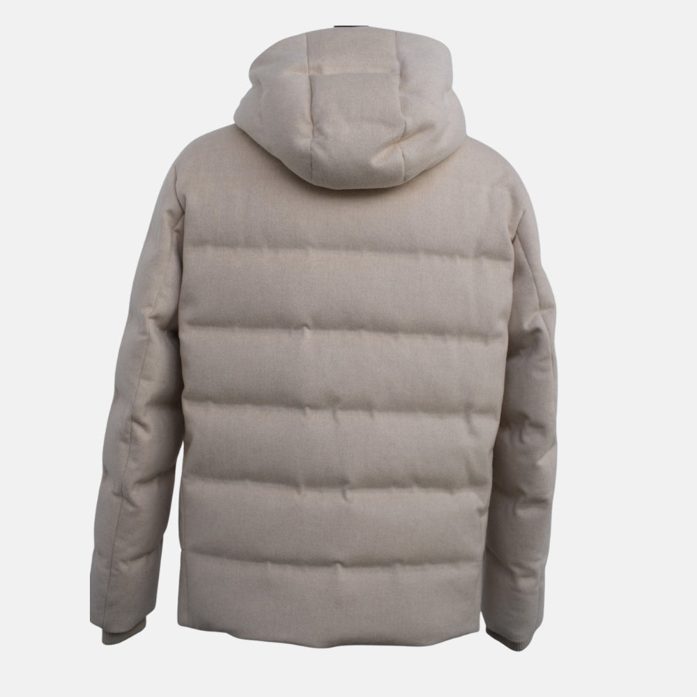 Beige Down Jacket "C.O.L.D." made of Cashmere (L)