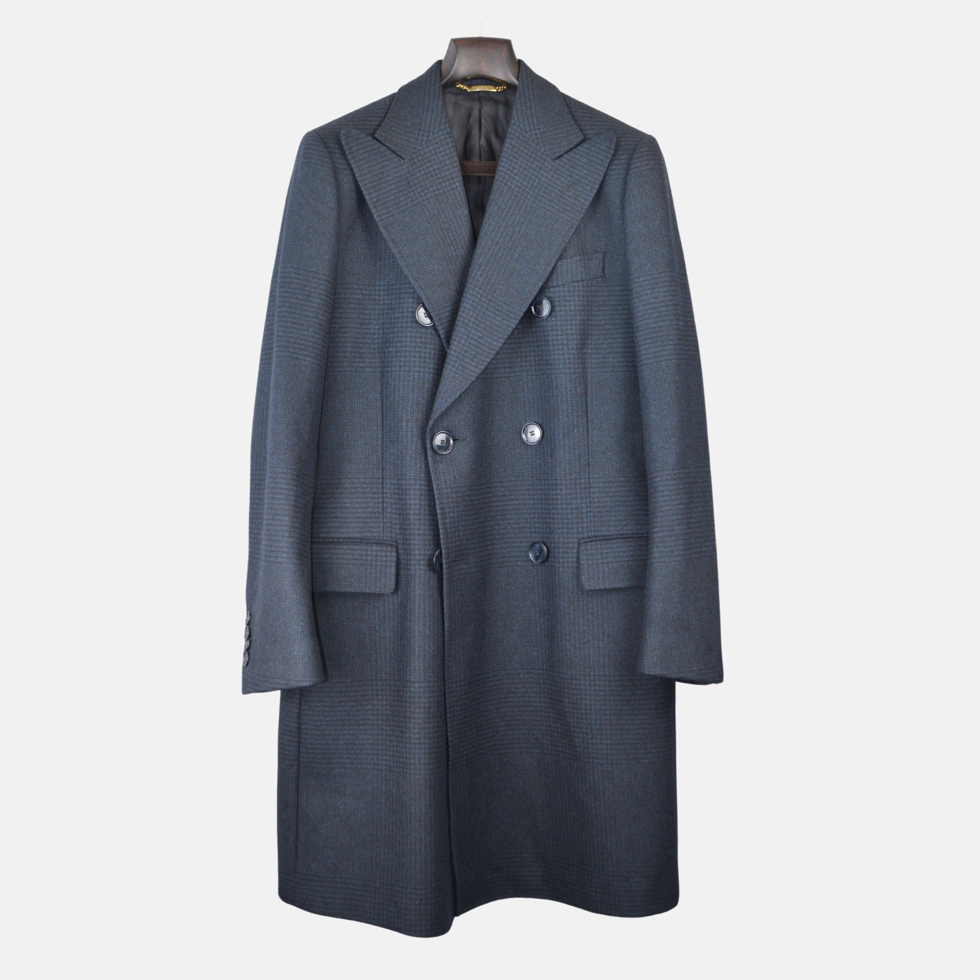 Navy Blue Patterned Coat made of Virgin Wool/Cashmere (EU 48)