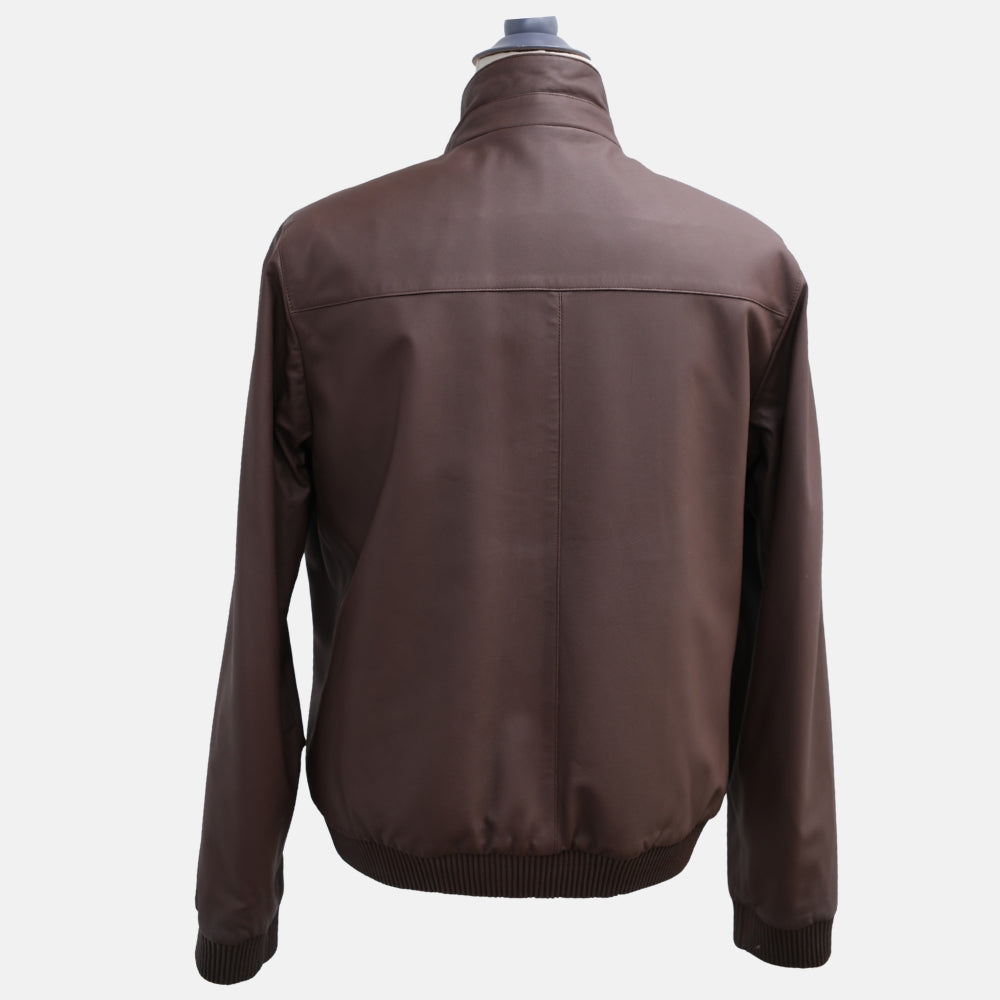 Brown Reindeer Leather Jacket with Castarino Lining (XL)