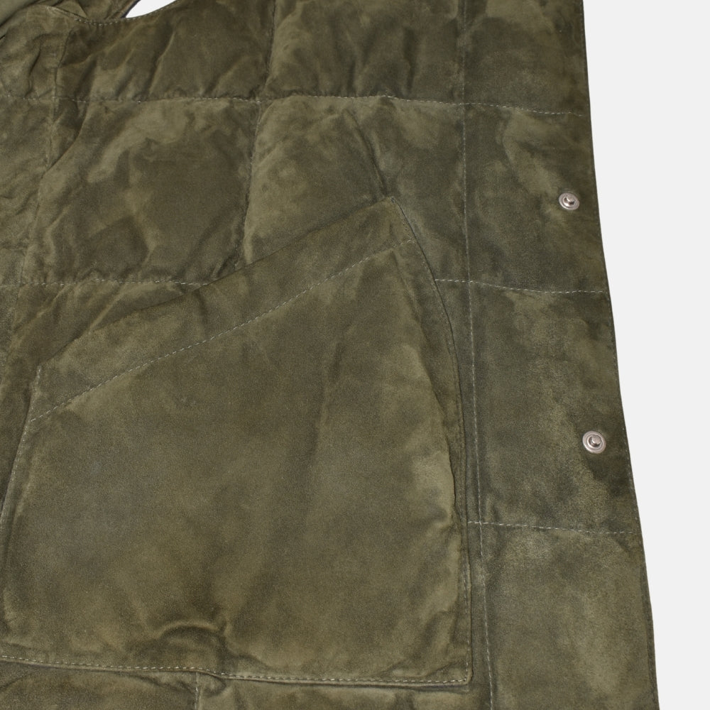 Olive Reversible Suede Down Vest (M)