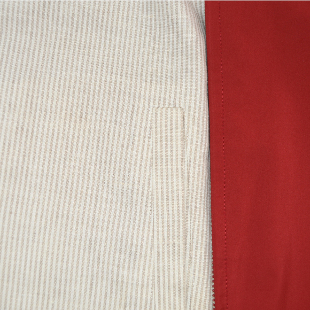 Red/White Lined Reversible Vest made of Linen/Silk (S)