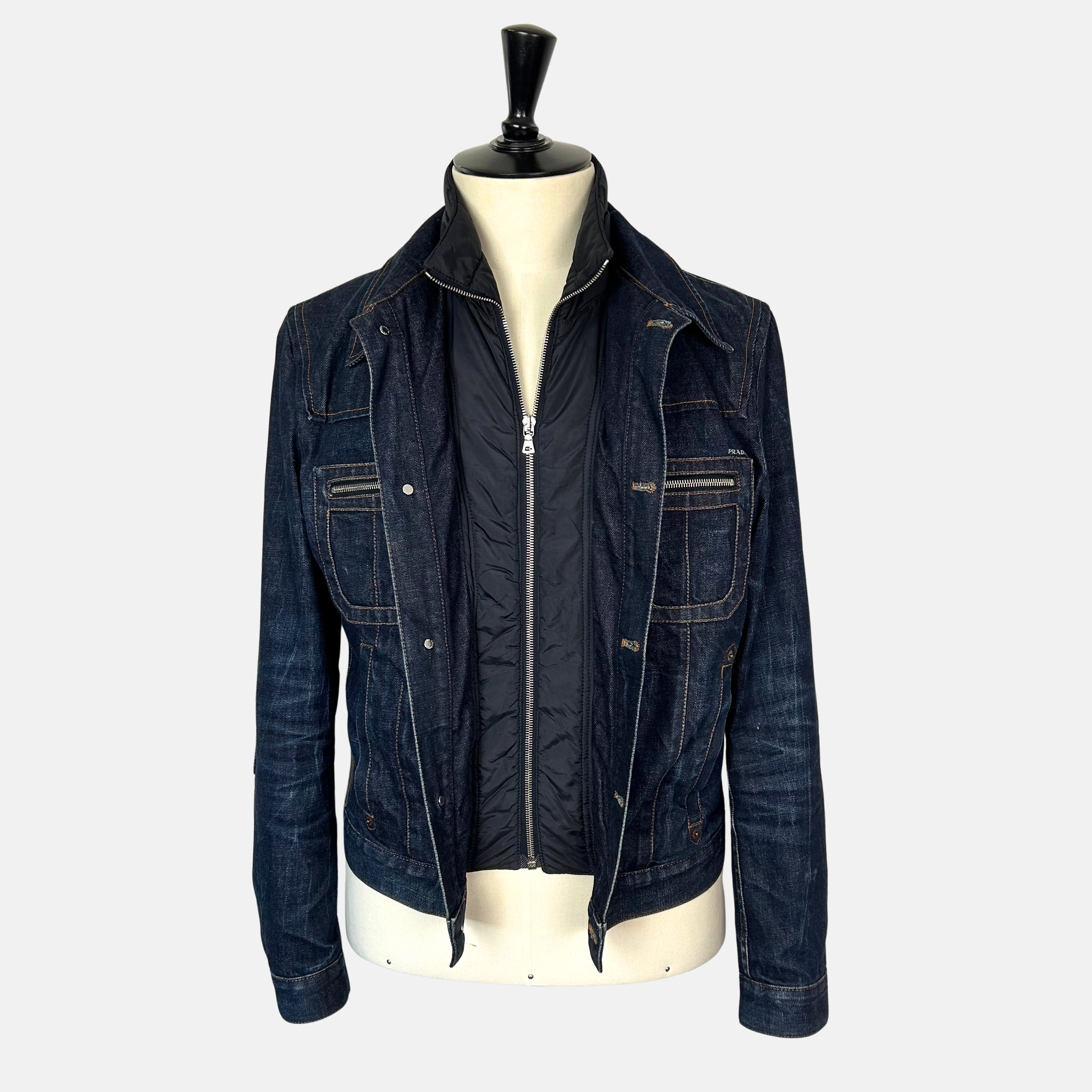Navy Denim Jacket with Integrated Vest (EU 50)