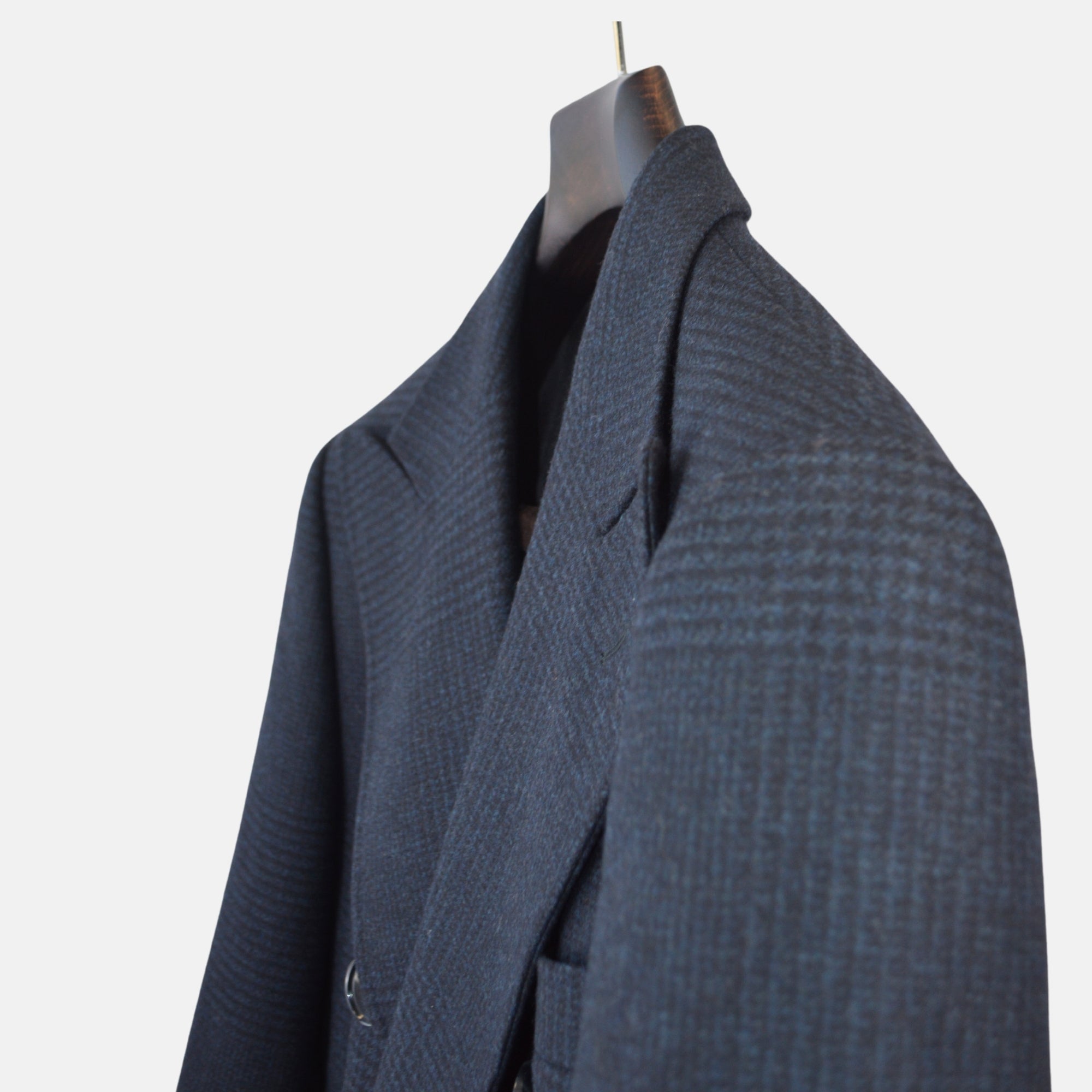 Navy Blue Patterned Coat made of Virgin Wool/Cashmere (EU 48)