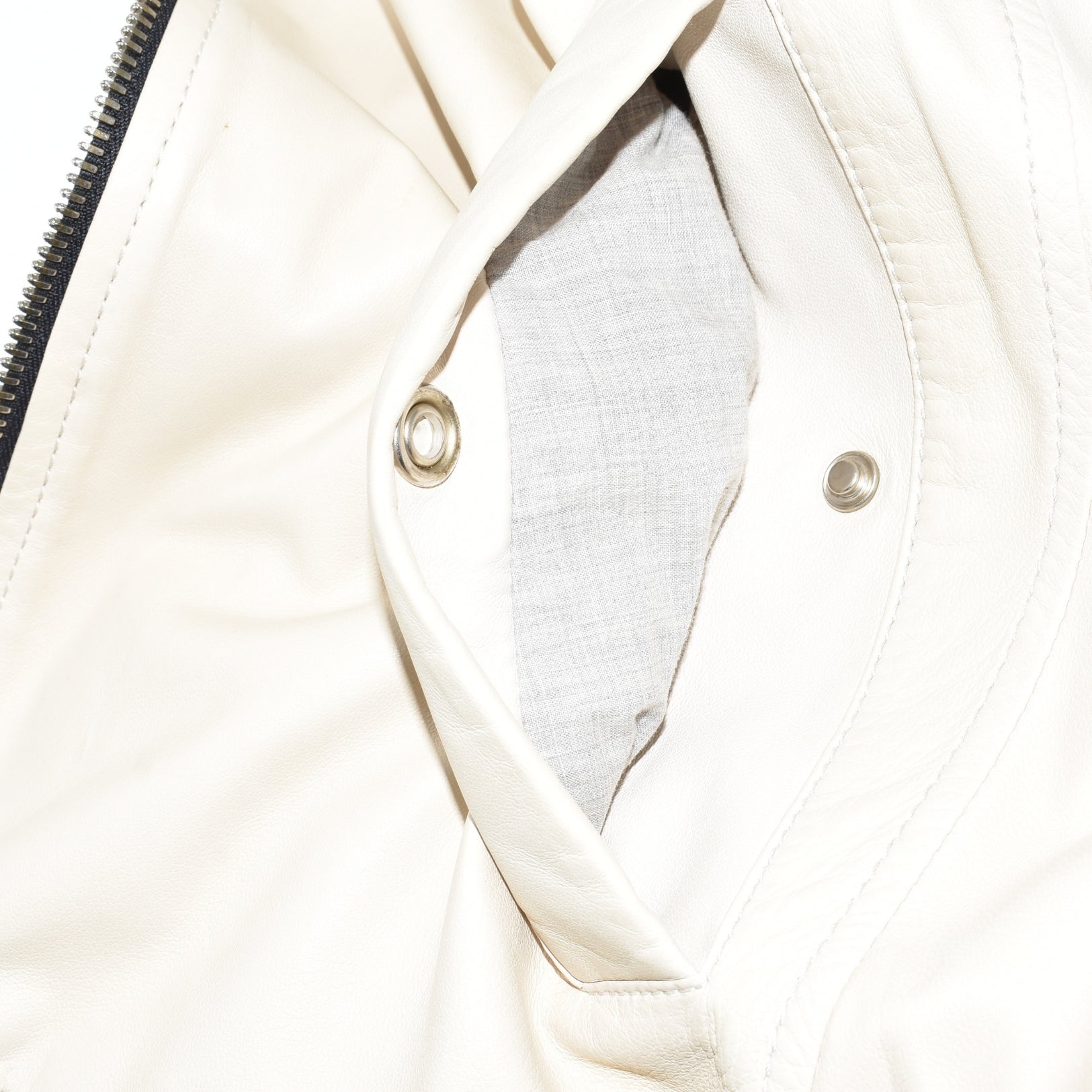 Off-White/ Grey Reversible Leather Jacket (L)