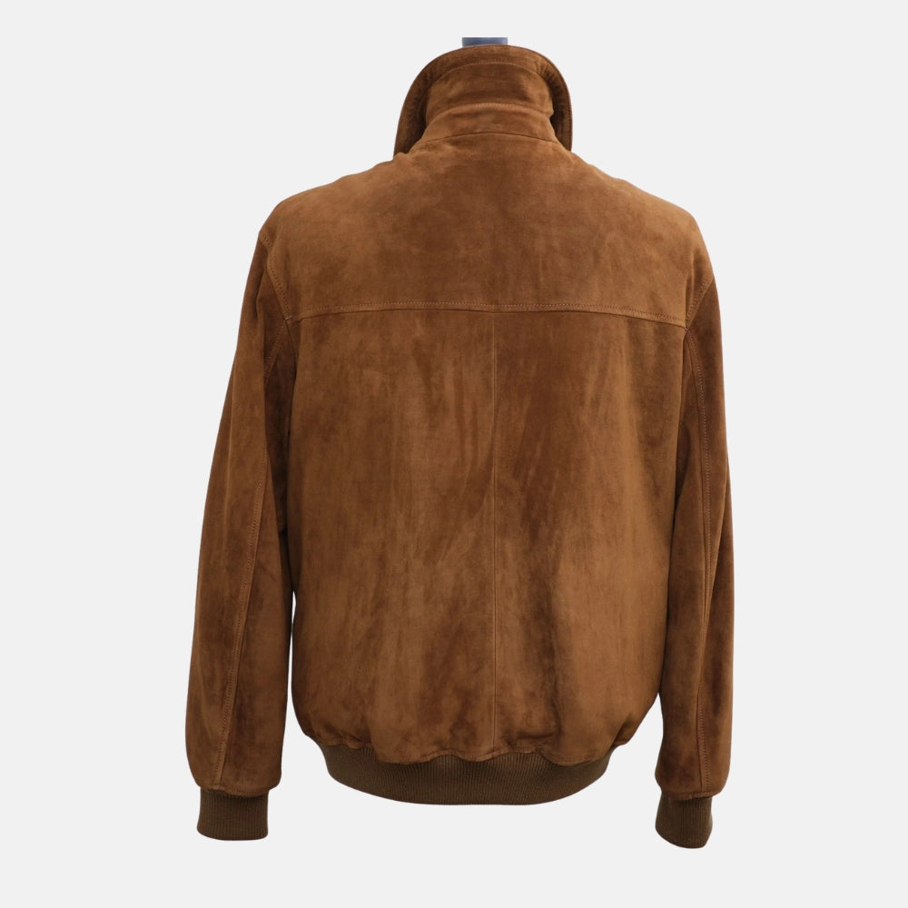 Brown Bomber Suede Leather Jacket (L)