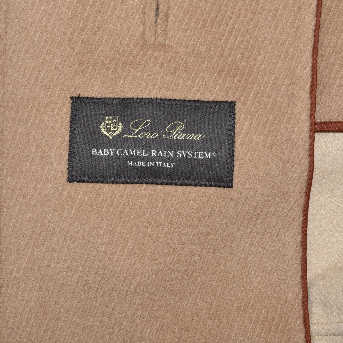 Beige Baby Camel Montgomery Coat/Leather Details with Detachable Hood (XL)