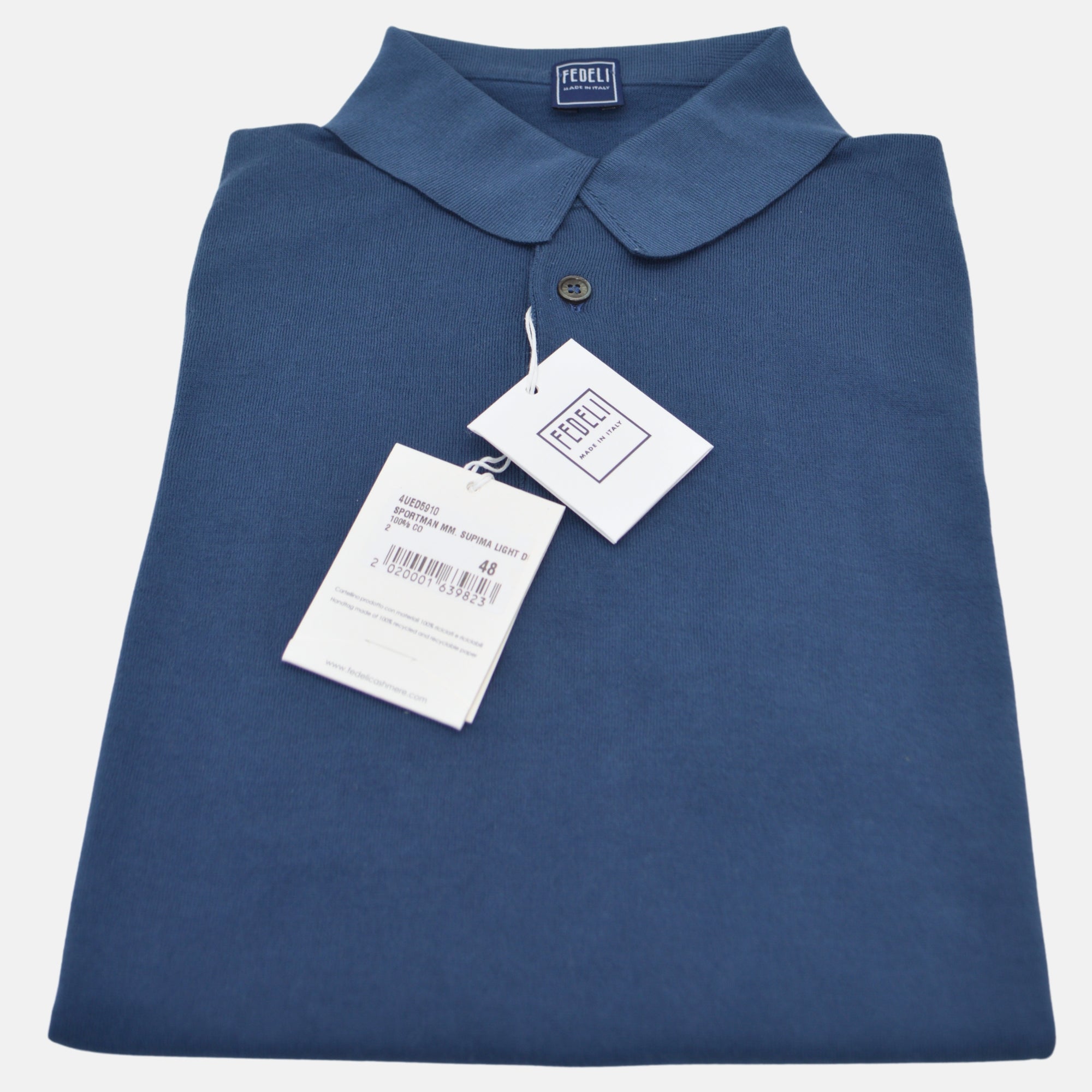 Blue Knit Poloshirt made of Cotton (EU 48)