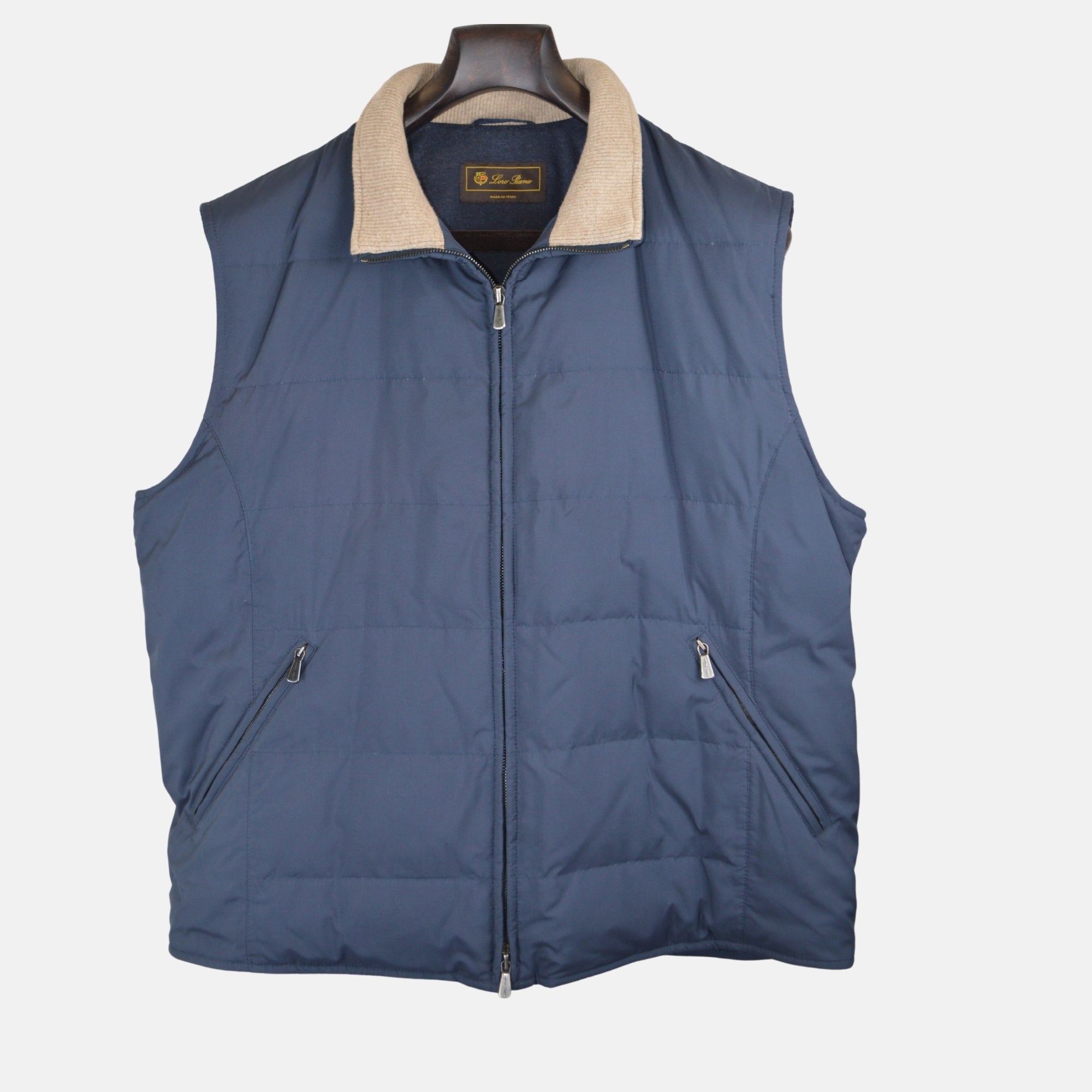 Blue Down Vest with Cashmere Details (XL)