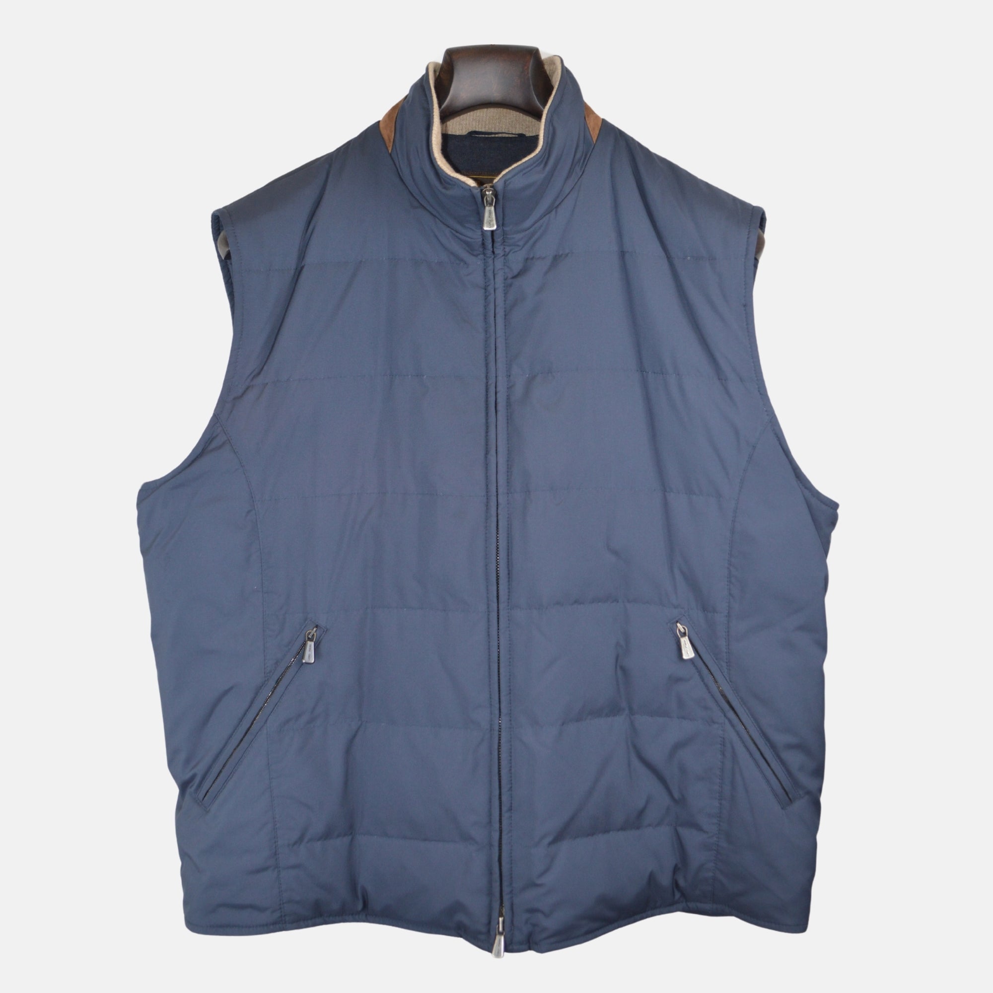 Blue Down Vest with Cashmere Details (XL)