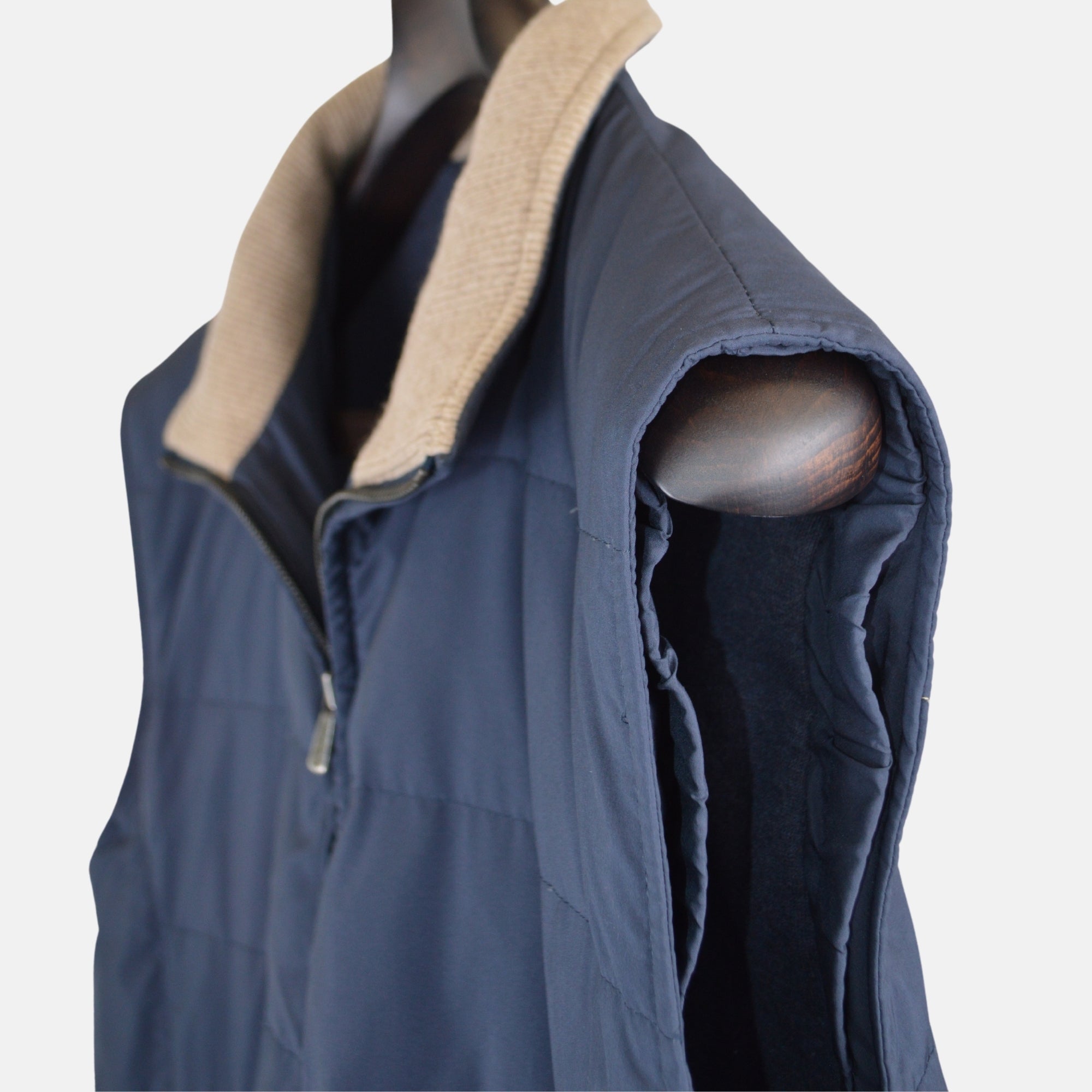 Blue Down Vest with Cashmere Details (XL)