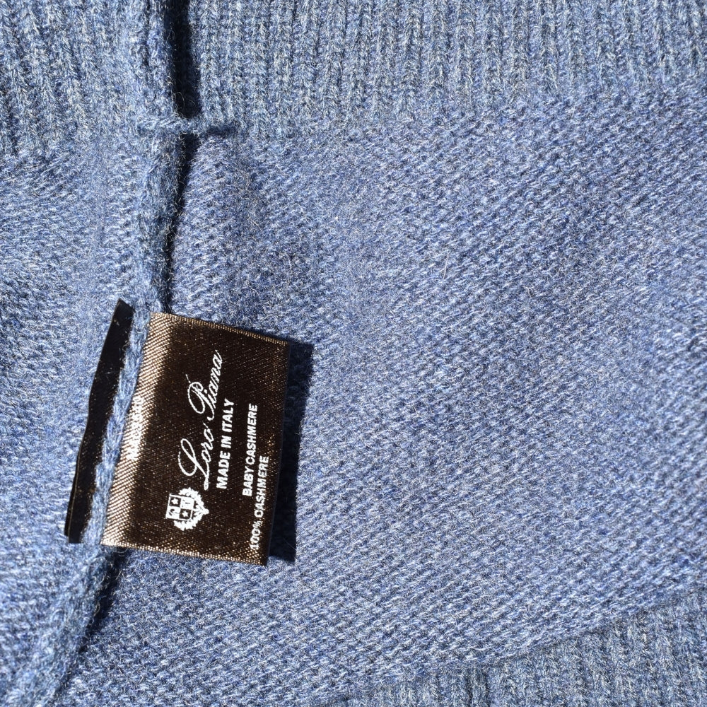Blue Shawl Collar Sweater made of Baby Cashmere (EU 50)
