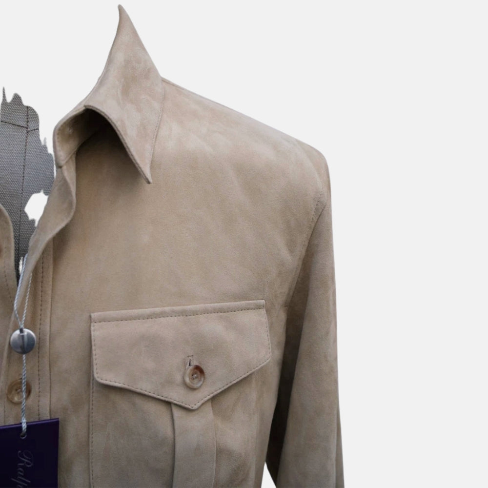 Wildlederhemdjacke in Beige (L)