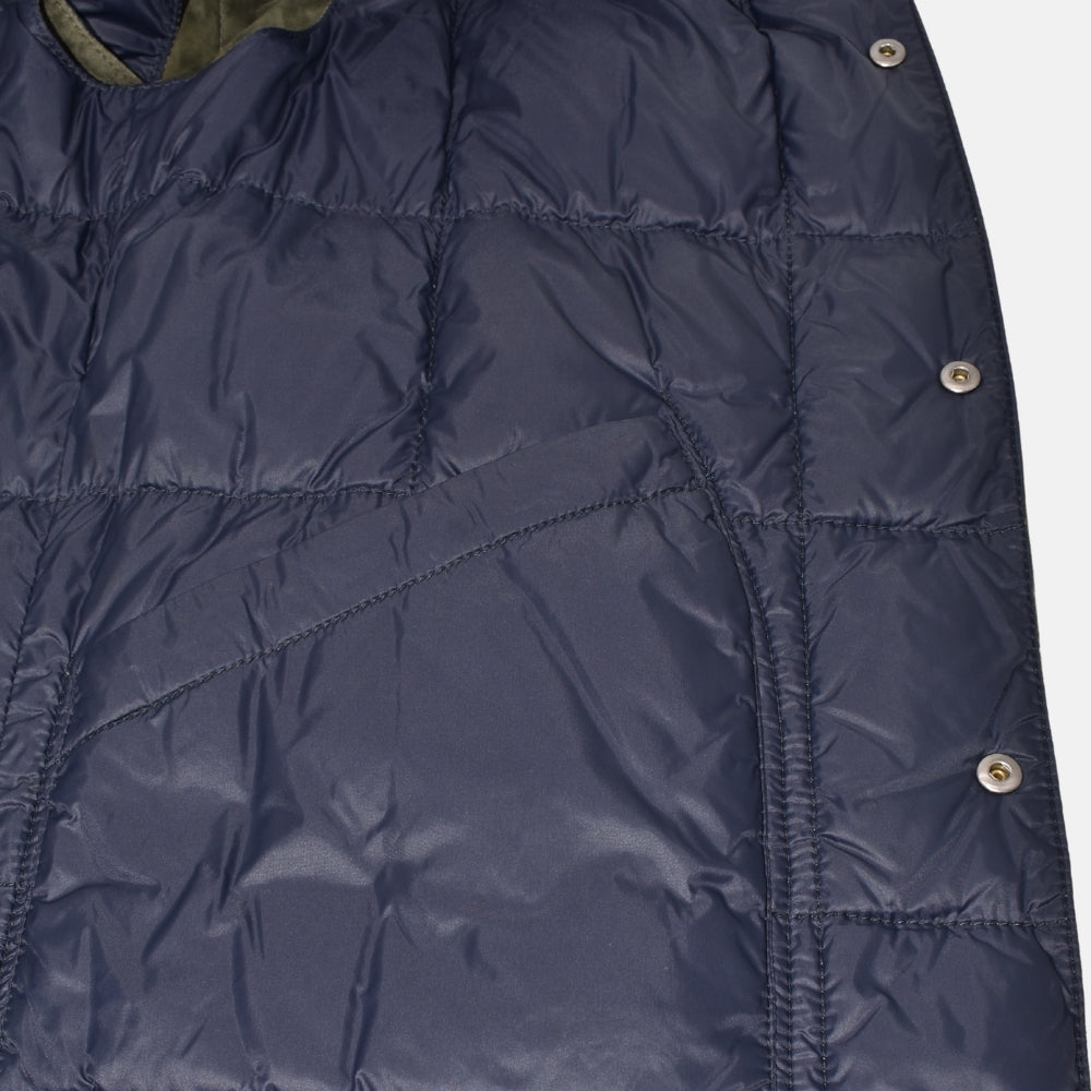 Olive Reversible Suede Down Vest (M)