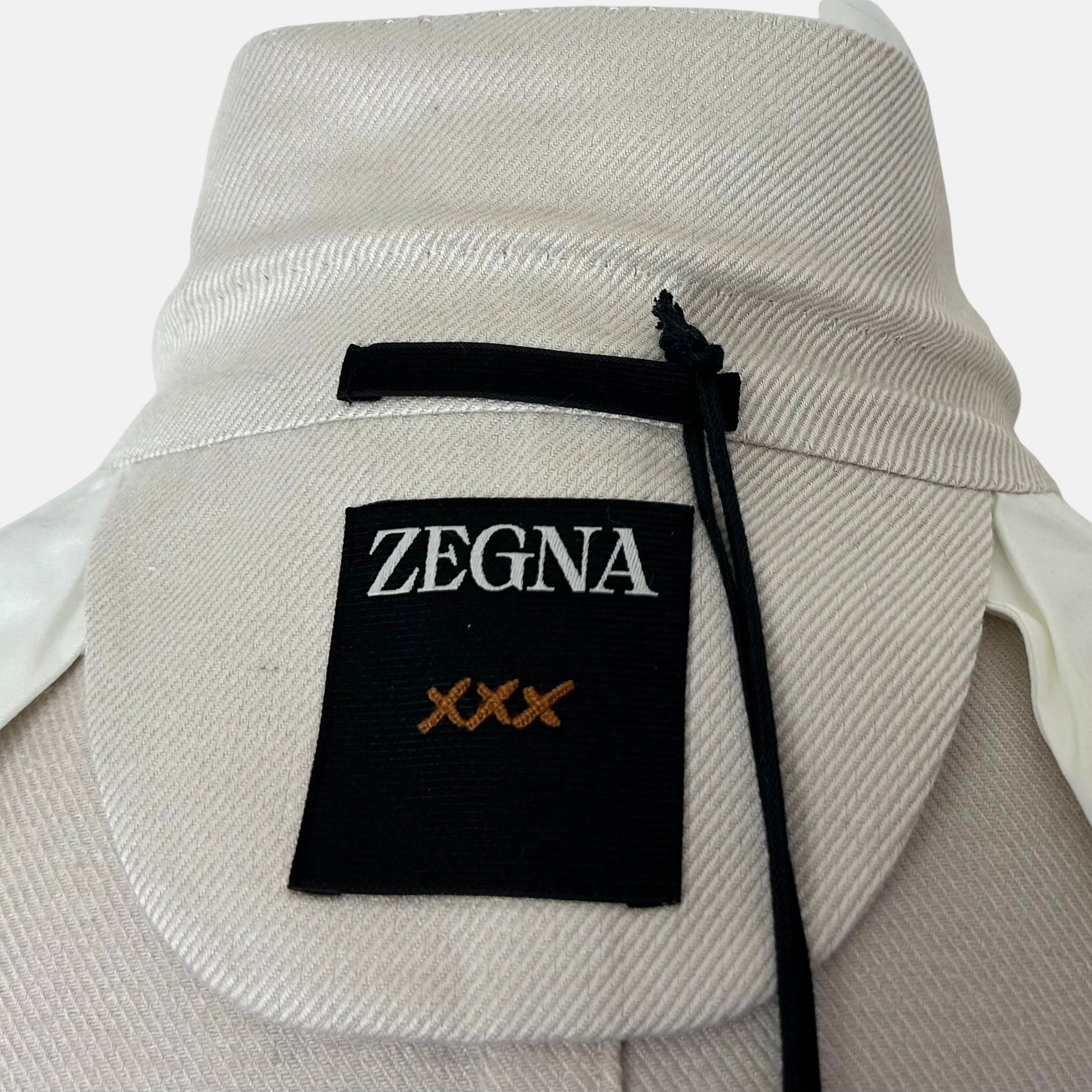 Ecru Double Breasted Blazer made of Cotton/Silk/Cashmere (EU 48)