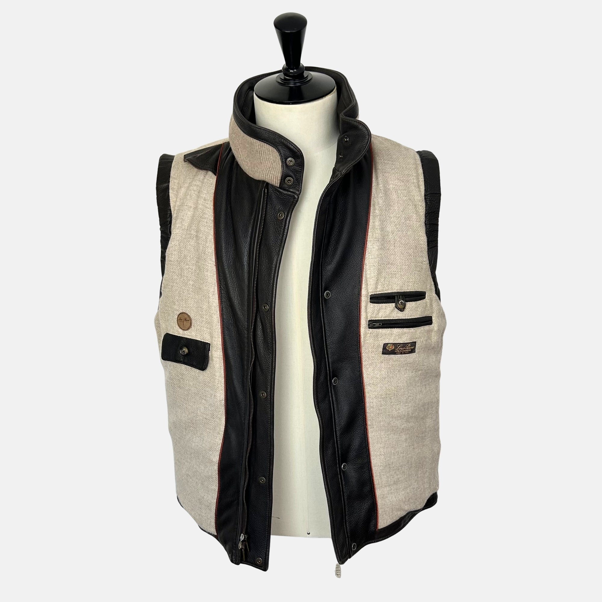 Dark Brown Down Vest made of Leather (L)