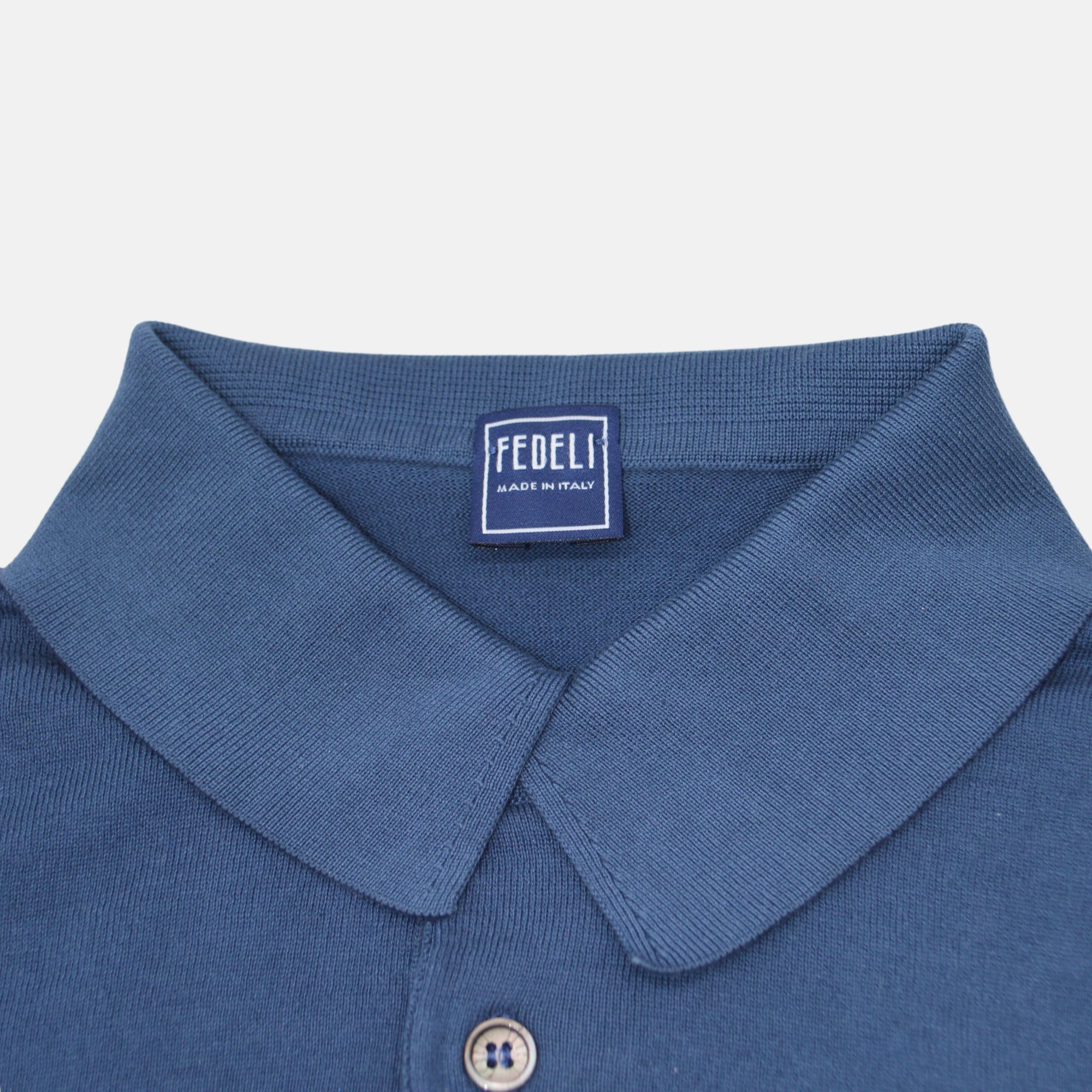 Blue Knit Poloshirt made of Cotton (EU 48)