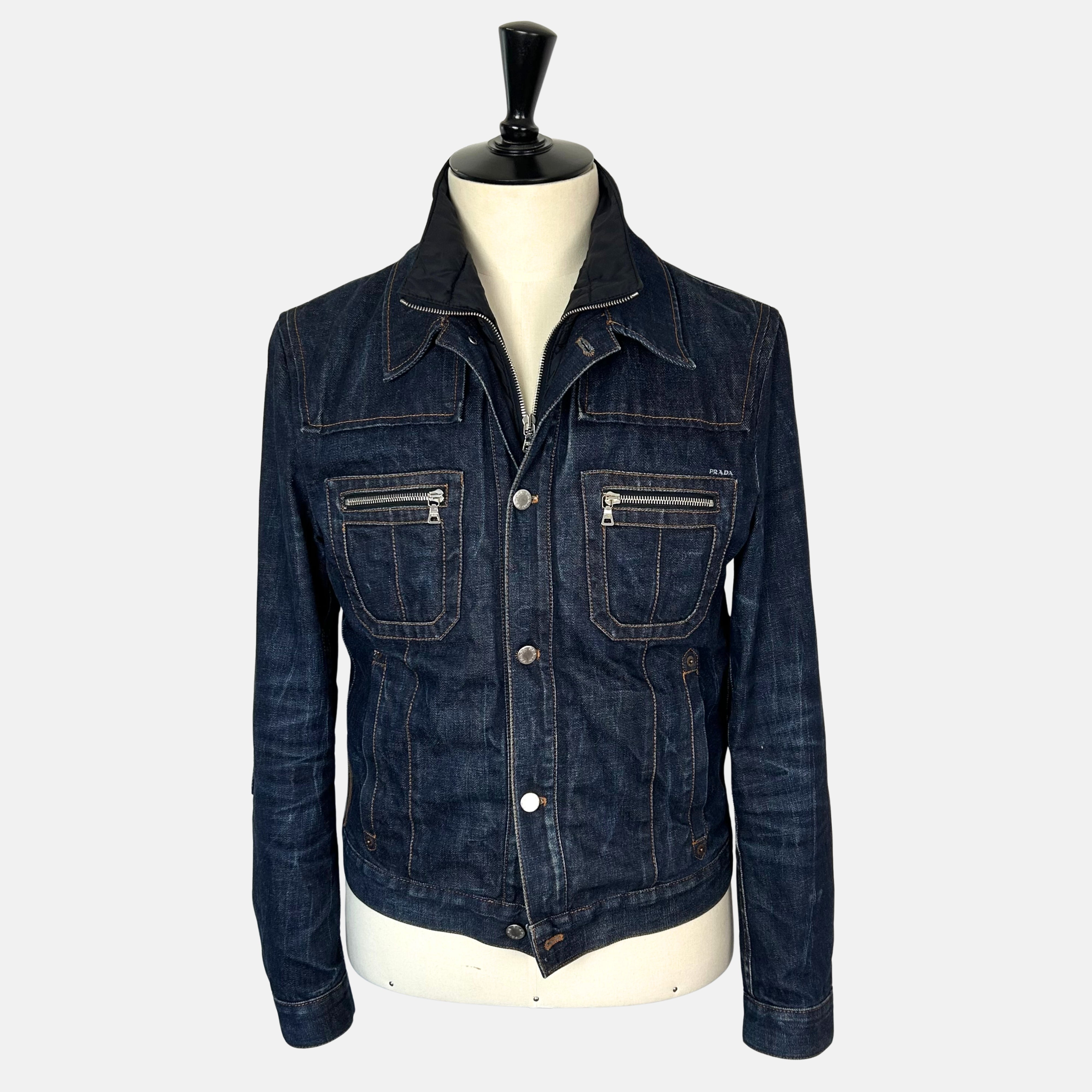 Navy Denim Jacket with Integrated Vest (EU 50)