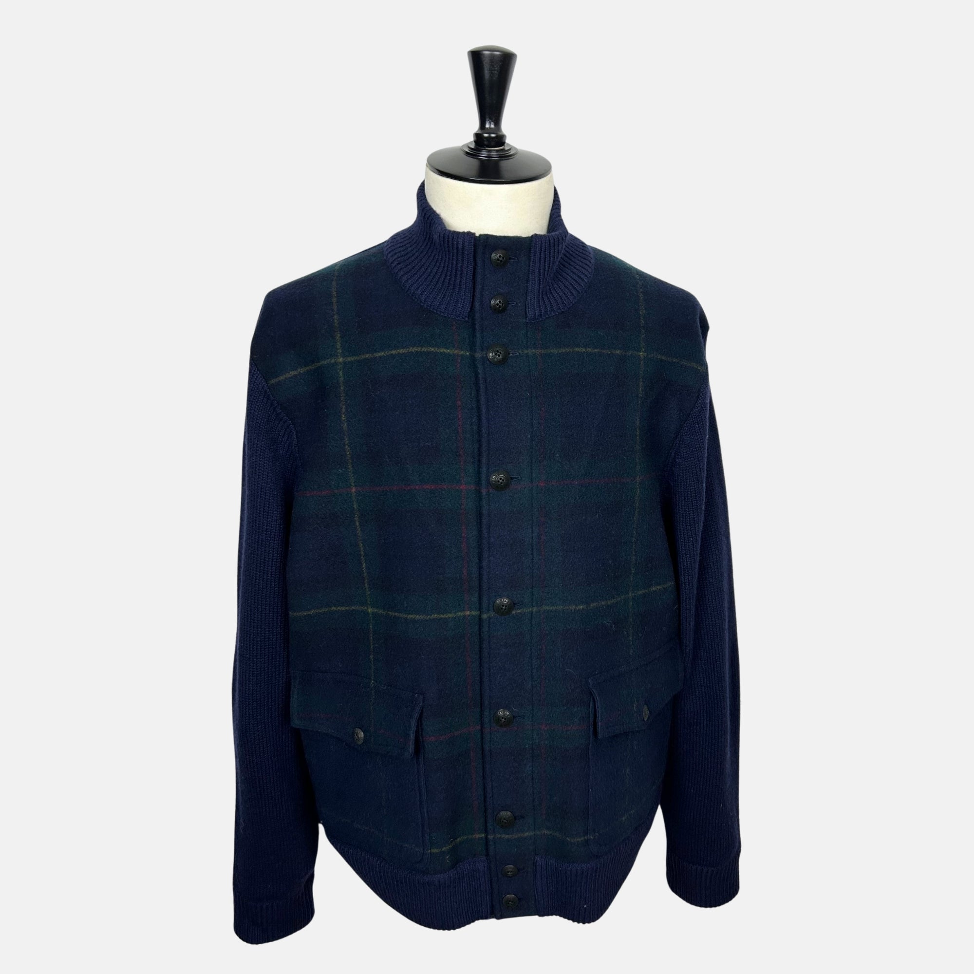 Tartan/Navy  Bomber Jacket made of Wool (XXL)