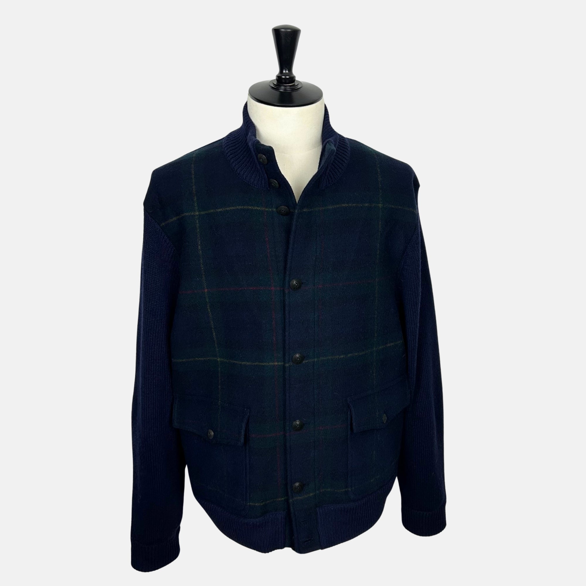 Tartan/Navy  Bomber Jacket made of Wool (XXL)