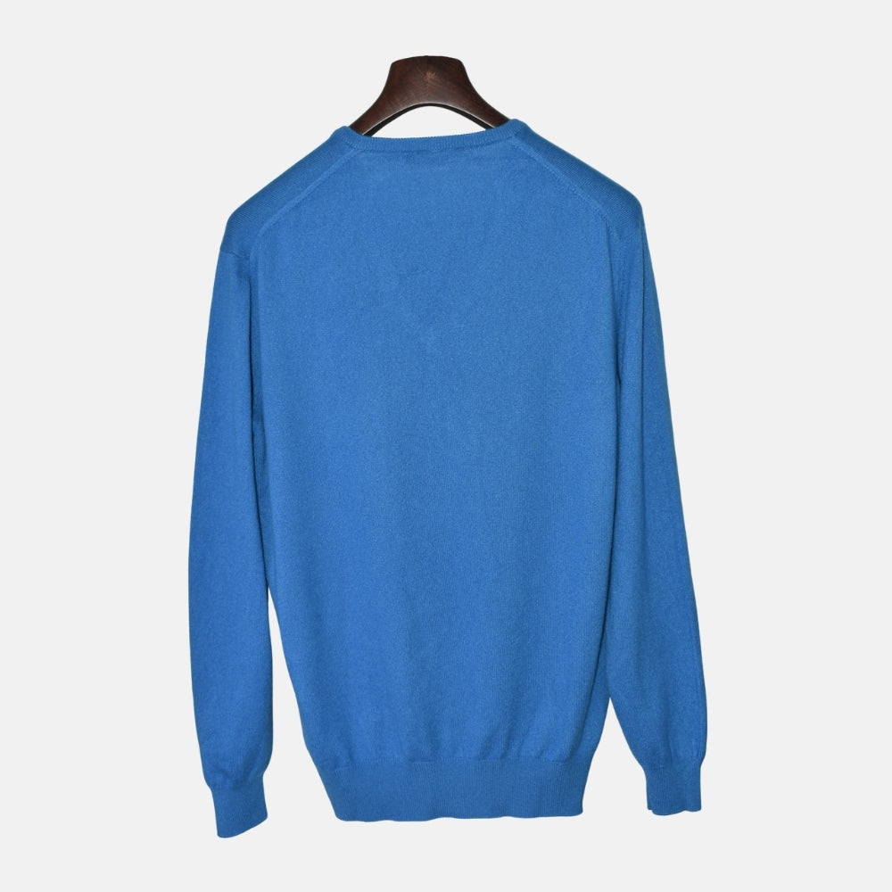 Blue V-Neck Sweater made of Baby Cashmere (EU 54)