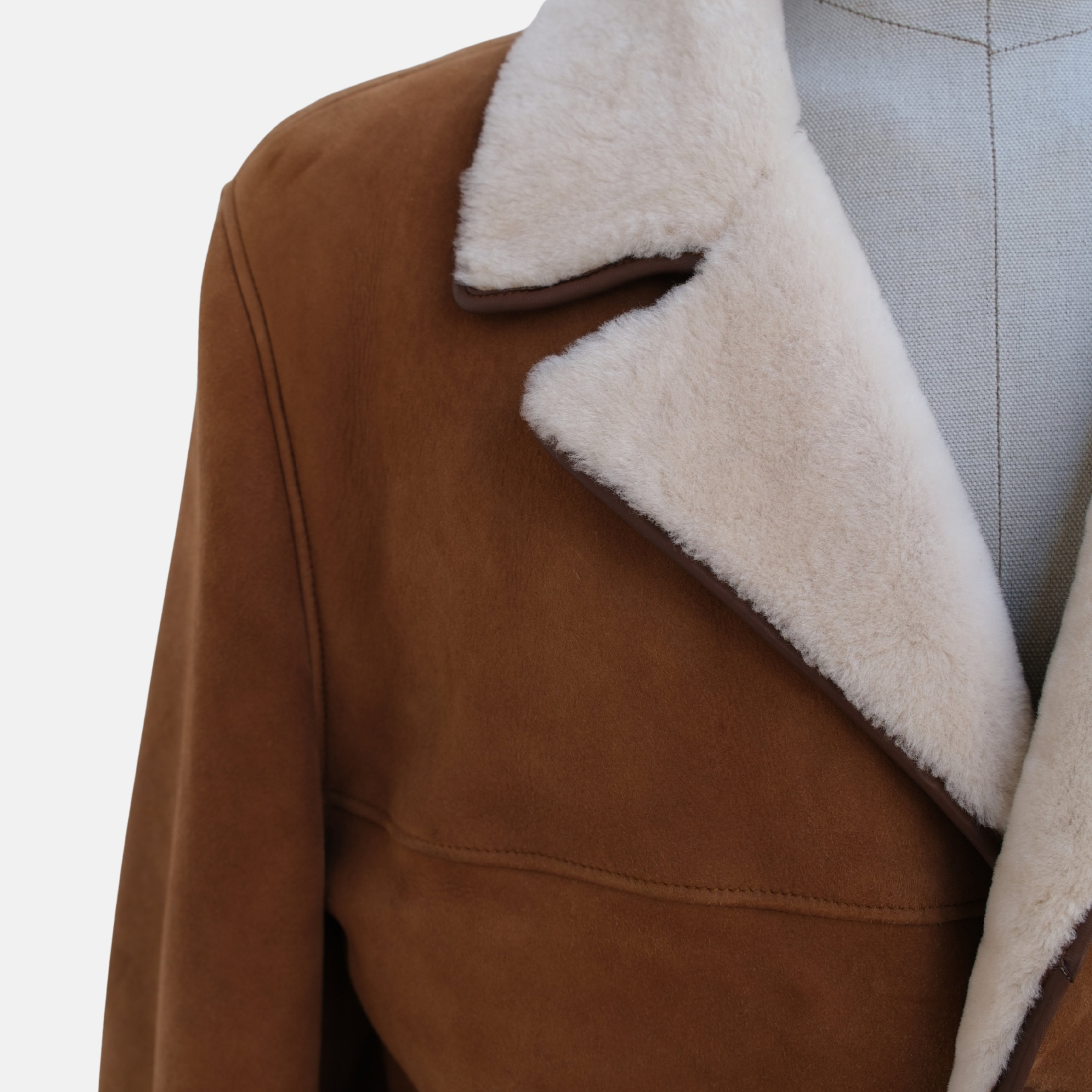 Brown Shearling Pea Coat (XL)