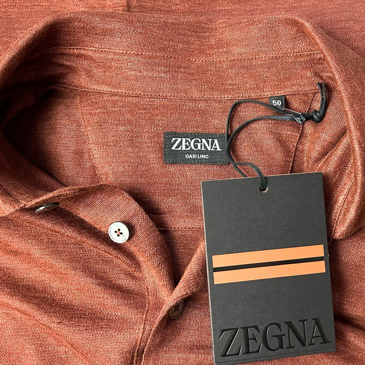 Brown Polo Shirt made of Linen (EU 50)