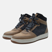 Beige/Grey Hightop Sneaker made of Leather/ mixed Material (EU 42)