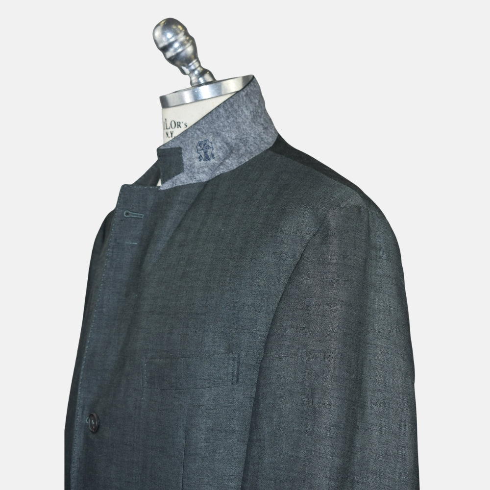 Grey Herringbone Blazer Wool