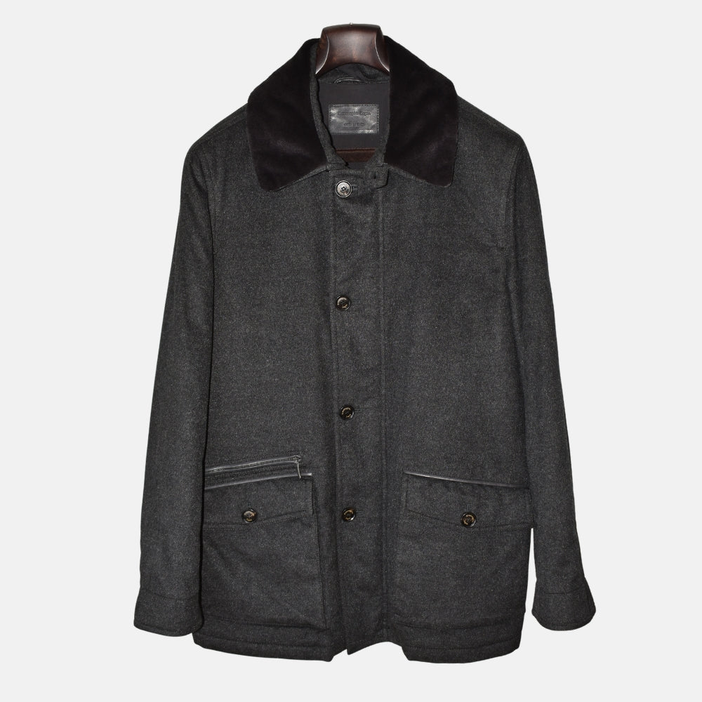 Dark Grey Cashmere Coat with Mink Collar (EU 50)