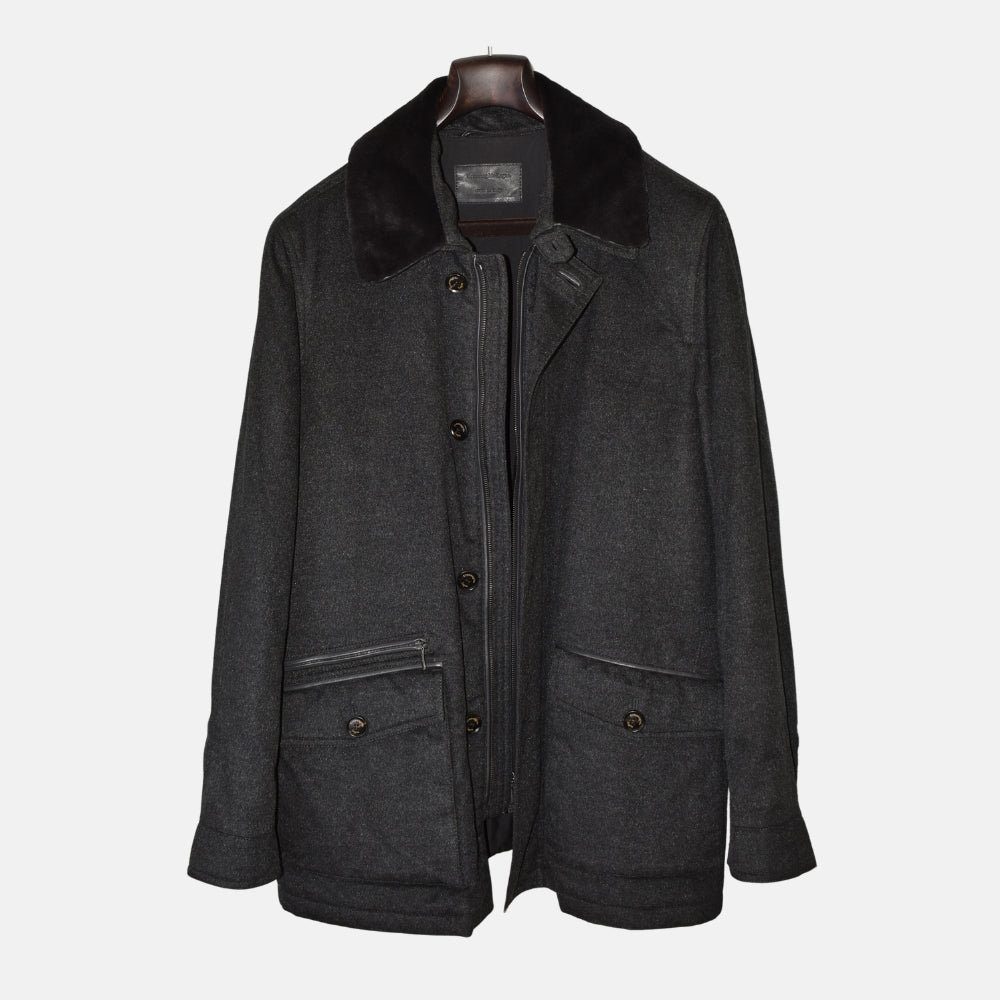 Dark Grey Cashmere Coat with Mink Collar (EU 50)