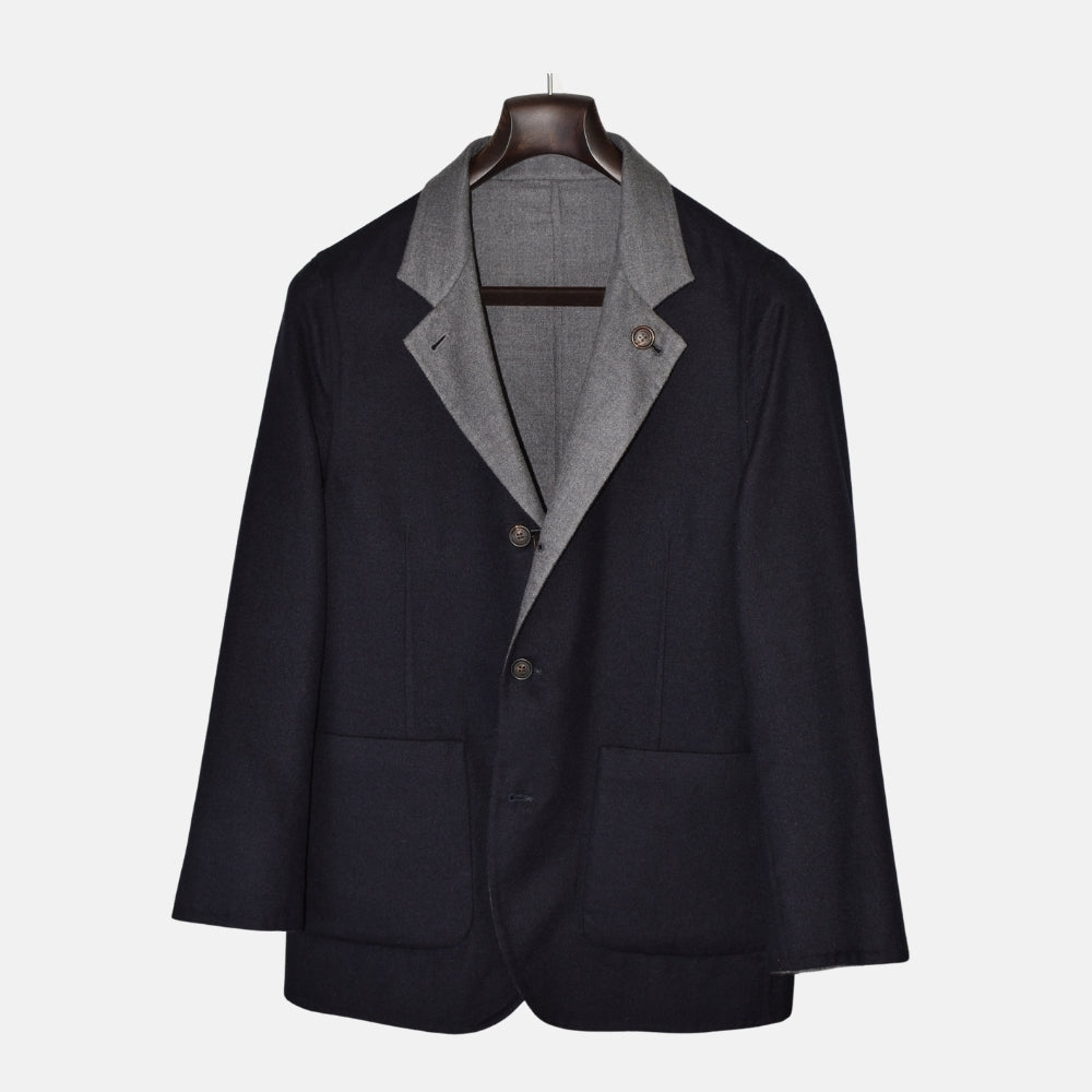 Navy/Grey Reversible Cashmere Blazer (EU 46)