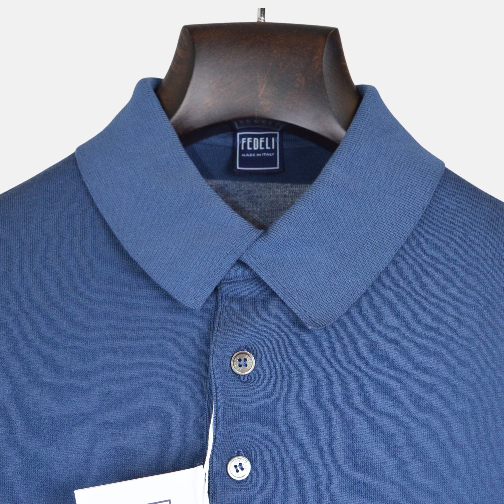 Blue Knit Poloshirt made of Cotton (EU 48)