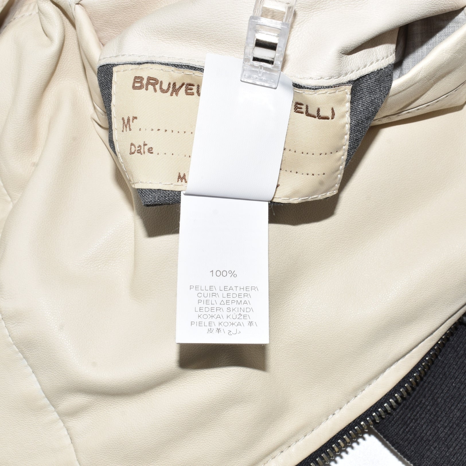 Off-White/ Grey Reversible Leather Jacket (L)