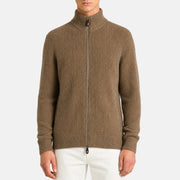 Loro Piana tundra melange baby cashmere bomber jacket with Castorino fur collar