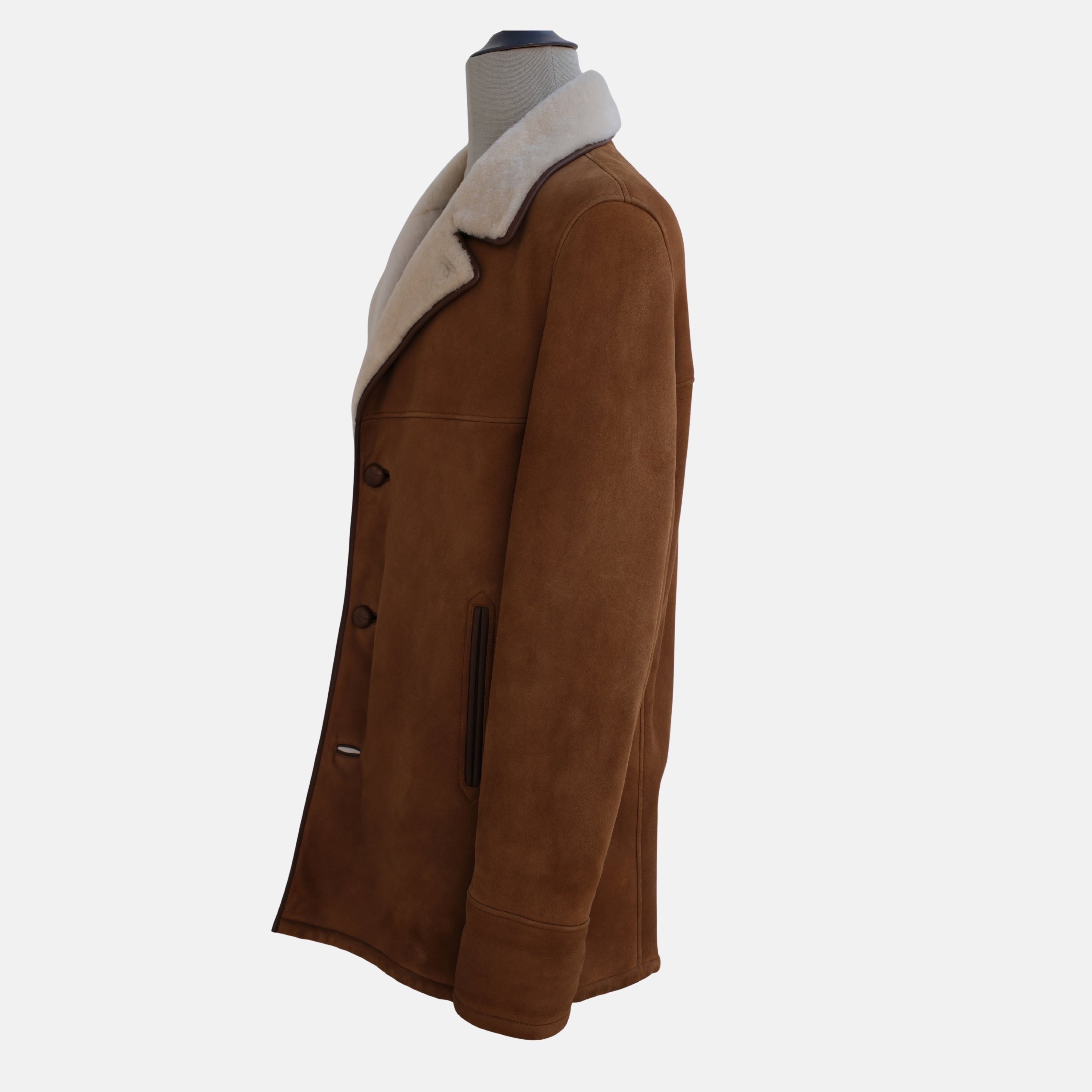 Brown Shearling Pea Coat (XL)