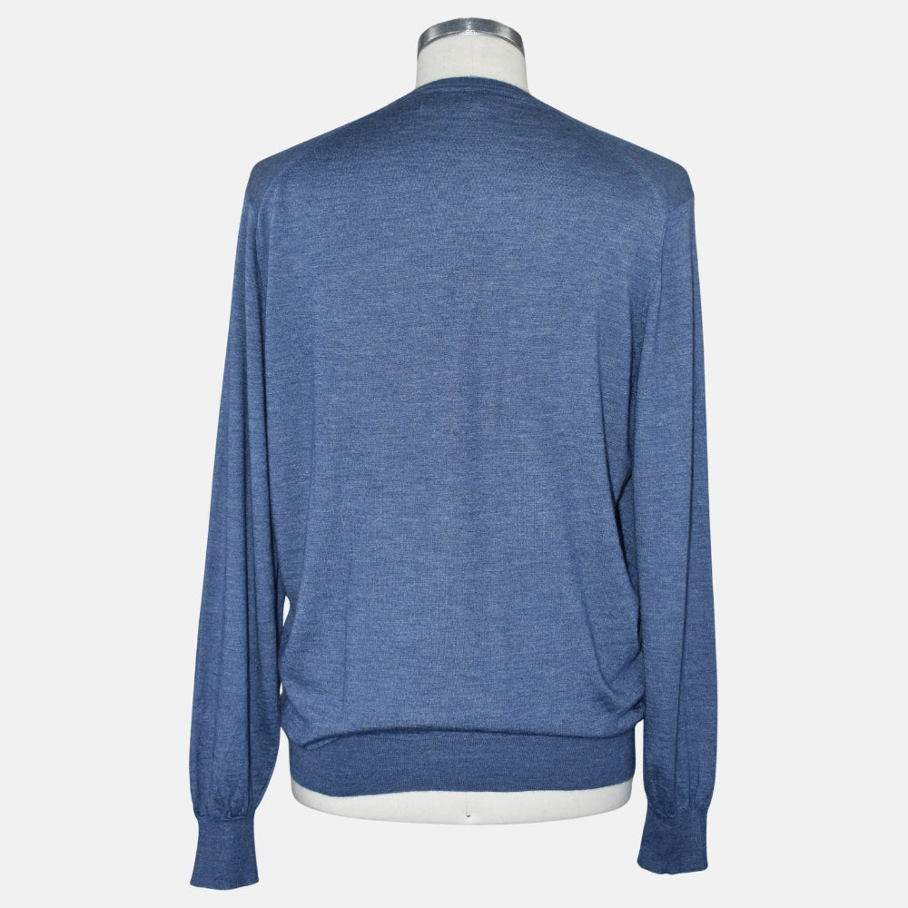Blue V Neck Cashmere Silk