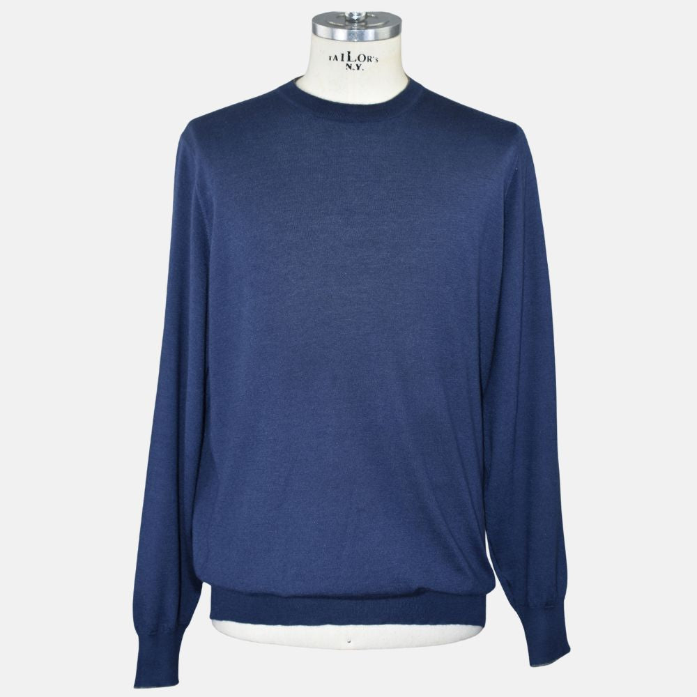 Blue Crewneck Cashmere/Silk (leather Patches)