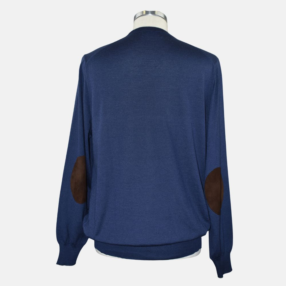 Blue Crewneck Cashmere/Silk (leather Patches)