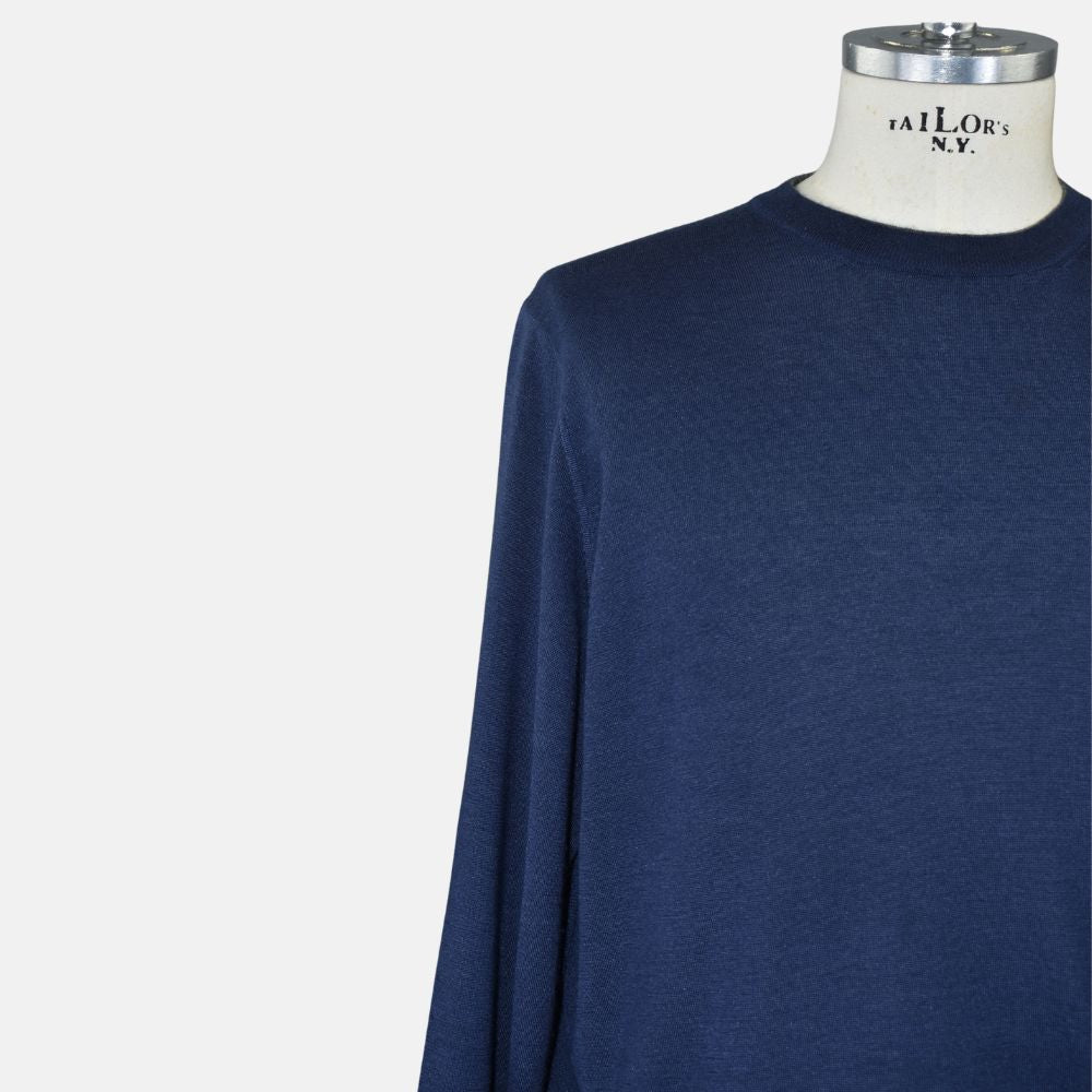 Blue Crewneck Cashmere/Silk (leather Patches)