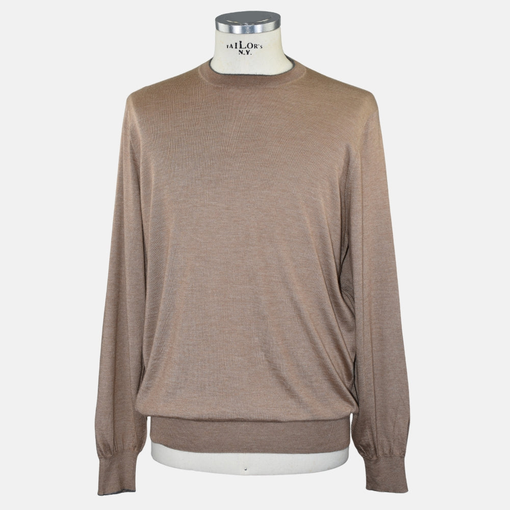 Beige Crewneck Cashmere Silk