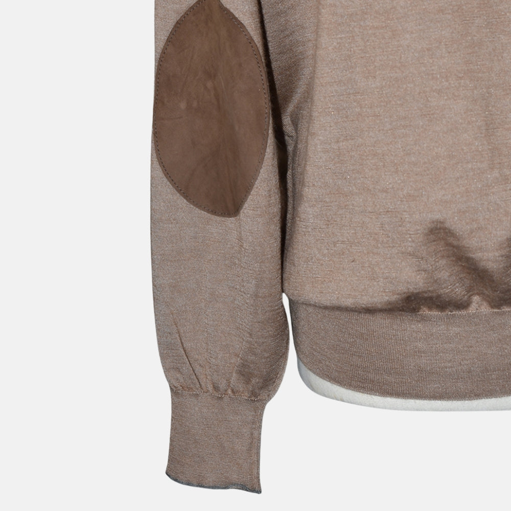 Beige Crewneck Cashmere Silk
