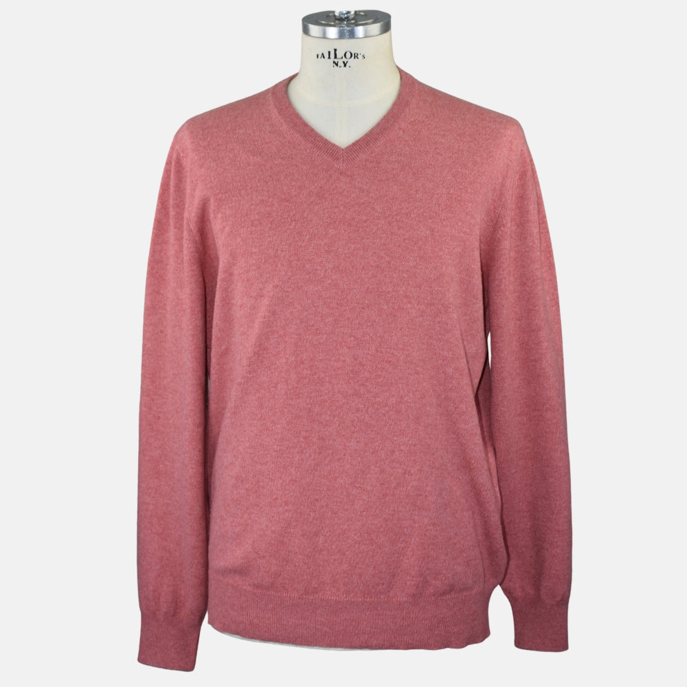 Coral Red V Neck Sweater Cashmere